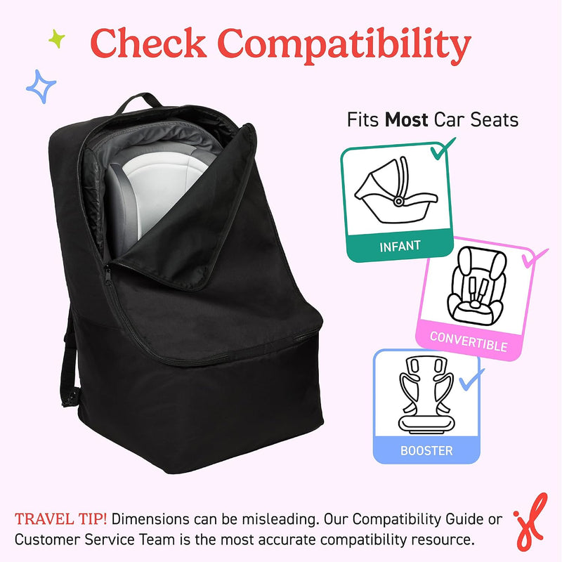 J.L. Childress Padded Backpack Car Seat Travel Bag - Deluxe, Black