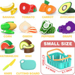 Cutting Play Food Toys for Kids with 28-Piece Fruits and Vegetables Set and Shopping Storage Basket