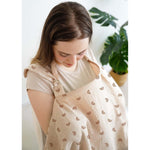 MairMore 100% Muslin Cotton Nursing Cover with Arch Neckline for Women | Large & Breathable Nursing Apron, Multi-Use Breastfeeding & Stroller Cover, Full Privacy for Mom & Baby (Ivory rainbow)
