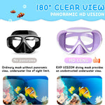 Kids Swim Mask 180° Snorkel Diving Mask, Anti-Fog Child Swim Goggles with Nose Cover No-Leak Swimming Goggles Anti-Shattered Lens for Youth 4-15
