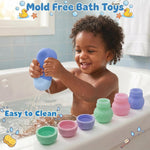 Sizobi Baby Bath Toys, Pool Water Toys Toddler Bath Toys for Kids Ages 1-3 | 1 Year Old Boy Girl Sensory Squeezing Water Bathtub Toys, Baby 6-12-18 Months Bathtub Outdoor Water Table Toy,Birthday Gifts
