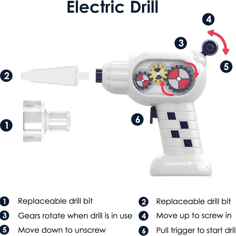 iPlay Rocket Outer Space Toys for Kids STEM Playset with Space Shuttle and Electric Drill