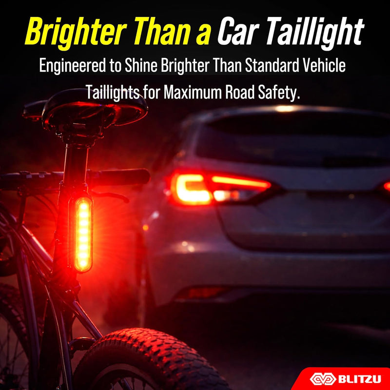 BLITZU USB-C Rechargeable Bike Tail Light 2 Pack Bright Bicycle Rear Cycling Safety Flashlight
