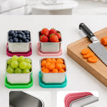 HTEVW 6 Pack Stainless Steel Snack Containers for Kids, 6 oz Toddler Snack Containers with Silicone Lids, Reusable Leak Resistant Food Containers for School Lunch, Daycare, Travel & Portion Control