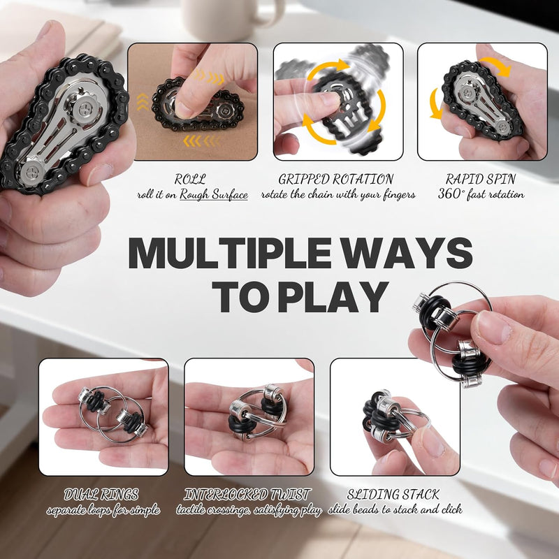 5 Pcs Fidget Toys Adults Metal Fidgets Toy Set Magnetic Spinners Figette Toys for Stress & Anxiety Relief, Office Desk Sensory Toys for Autism ADHD Cool Gadgets Gift for Teen Men Women