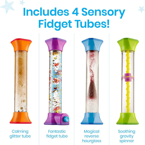 hand2mind sensory fidget tubes for kids, anxiety relief items, calm down corner supplies, classroom toys