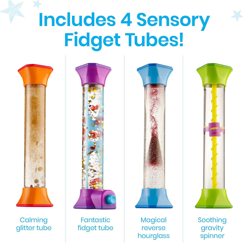 hand2mind sensory fidget tubes for kids, anxiety relief items, calm down corner supplies, classroom toys
