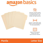 Amazon Basics Sturdy File Folders with Reinforced Tabs for Filing and Organization, 1/3-Cut Tab, Assorted Positions, Letter Size, 8.5x11 inches, Manila, 100-Pack