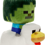 Mattel Minecraft Plush Zombie Chicken Jockey Toy, Collectible Stuffed Animal, 8-inch Soft Doll Inspired by Video Game Character​​