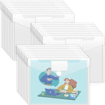 Sooez 10 Pack Plastic Envelopes File Folders, Clear Folder for Document US Letter A4 Size Poly Envelopes with Label Pockets for School Home Work Office Organizer, Clear