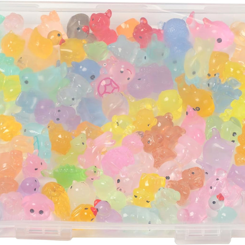 Mini Resin Ducks Tiny Animals Various Small Animals Dog, Rabbit, Turtle, Chick, Bird Glow in The Dark for Garden Micro Landscape Potted Dollhouse Decor（Random Style）