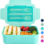 Caperci Classic Bento Box Adult Lunch Box for Older Kids - Leakpoof 47 oz 3-Compartment Containers for Adults and Teens, Built-in Utensil Set, Ideal for On-the-Go Balanced Eating, Navy Blue