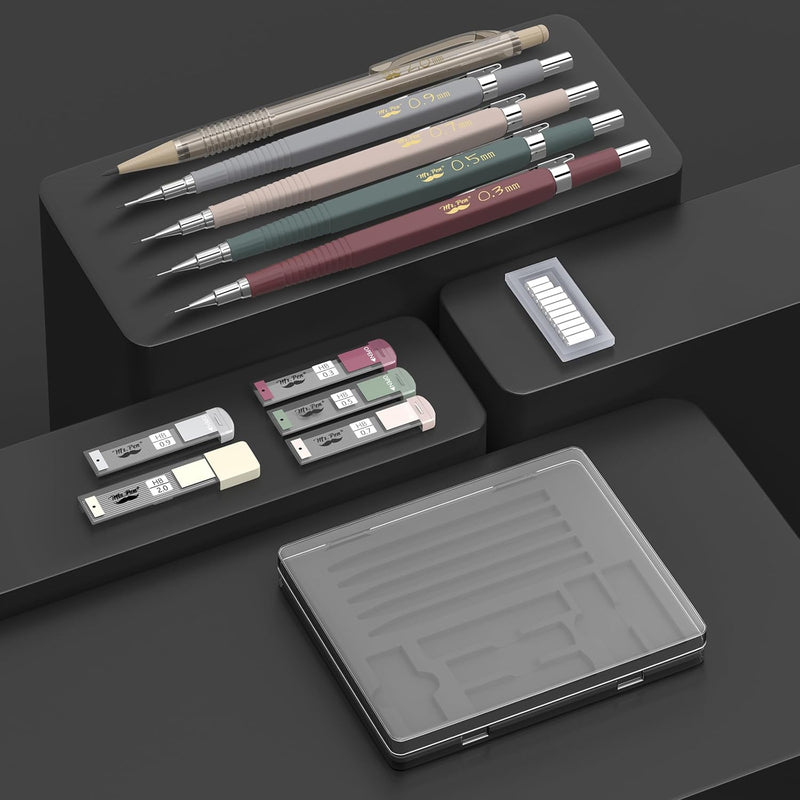 Mr. Pen- Art Mechanical Pencil Set, 5 Sizes (0.3, 0.5, 0.7, 0.9, 2.0mm) | 5 HB Lead Refills & 10 Eraser Refills, Precision Drawing Pencils for Sketching, Writing & Artwork