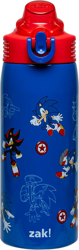 Zak Designs Sonic the Hedgehog Sage 19oz Leak-Proof Straw Kids Water Bottle | BPA Free, Insulated Stainless Steel, Cupholder Friendly, Dishwasher Safe, Lid Lock, Handle, For School, Home, Travel, Outdoor