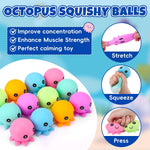 12 Pack Stress Balls for Adults, Cute Octopus Fun Squish Ball, Fidget Toys Bulk Squishy Squeeze Ball Set and Birthday Party Favors Toys for Kids