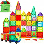 Dopyye Magnetic Building Tiles for Kids, 100 PCS Magnetic Blocks with Storage Bag, Magnet Tiles STEM Educational Stacking Toys Gift for Toddler Ages 3 4 5 6 7 8 9
