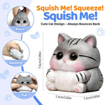 Cat Squishy Toy, Soft TPR Stress Relief Sensory Squeeze Toys, Cute Kawaii Desk Toy, Birthday Gift and Party Favor for Kids and Adults