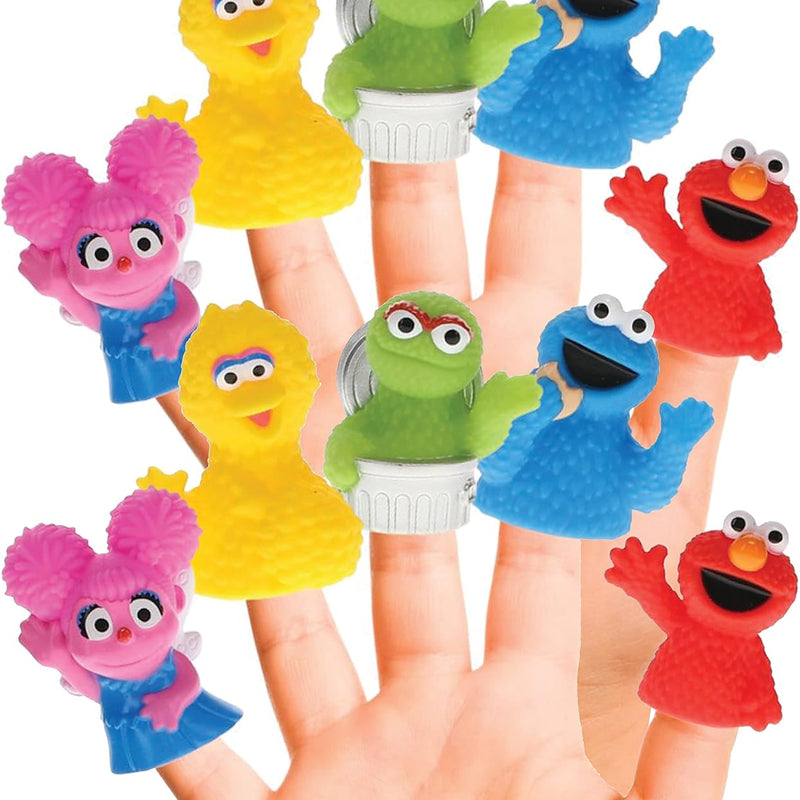 Sesame Street 10-Piece Finger Puppet Set for Toddlers & Kids | Features Elmo, Big Bird, Cookie Monster, Abby Cadabby, Oscar the Grouch | Durable PVC for Bath Time, Educational Play, and Party Favors.