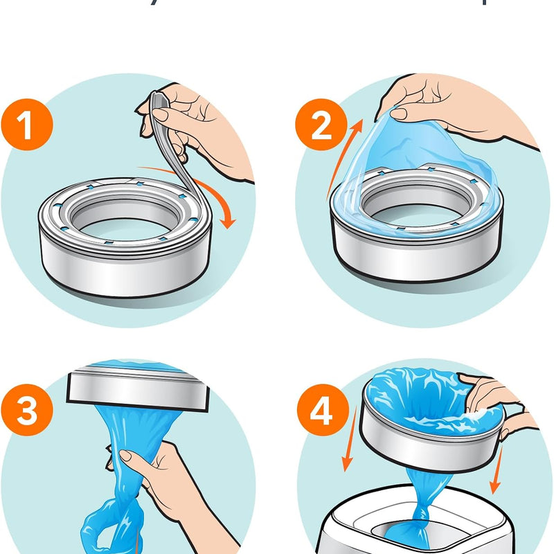 The Diaper Genie Unscented Round Refill 3-pack, with continuous film can hold up to 810 newborn-sized diapers per refill.