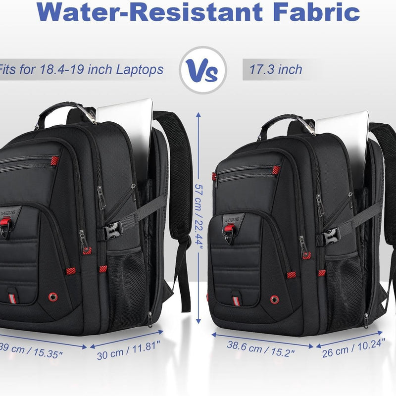 LifetimeWarranty Extra Large Travel Backpack With 52L Capacity, Long-Term Durability TSA Backpack,Anti-Theft 17.3" Big Business Laptop Backpack for Men&Women,Water Resistant College Rucksack Bag Black