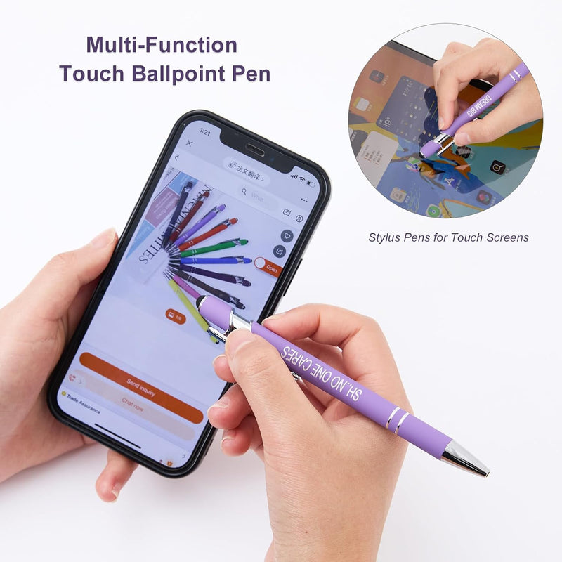 Actsun Funny Pens - 12 Pack Fine Point Smooth Writing Pens with Inspirational Tips, Black Ink, Touch Stylus Screens, Motivational Gift for Office & Desk Accessories