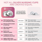 Silverette Nursing Cups, Postpartum Essentials, The Real, Small Silver | Pure 925 Sterling Silver Nursing Cups, Nipple Shields for Breastfeeding Newborn, Silver Nipple Covers, Made in Italy, Gift