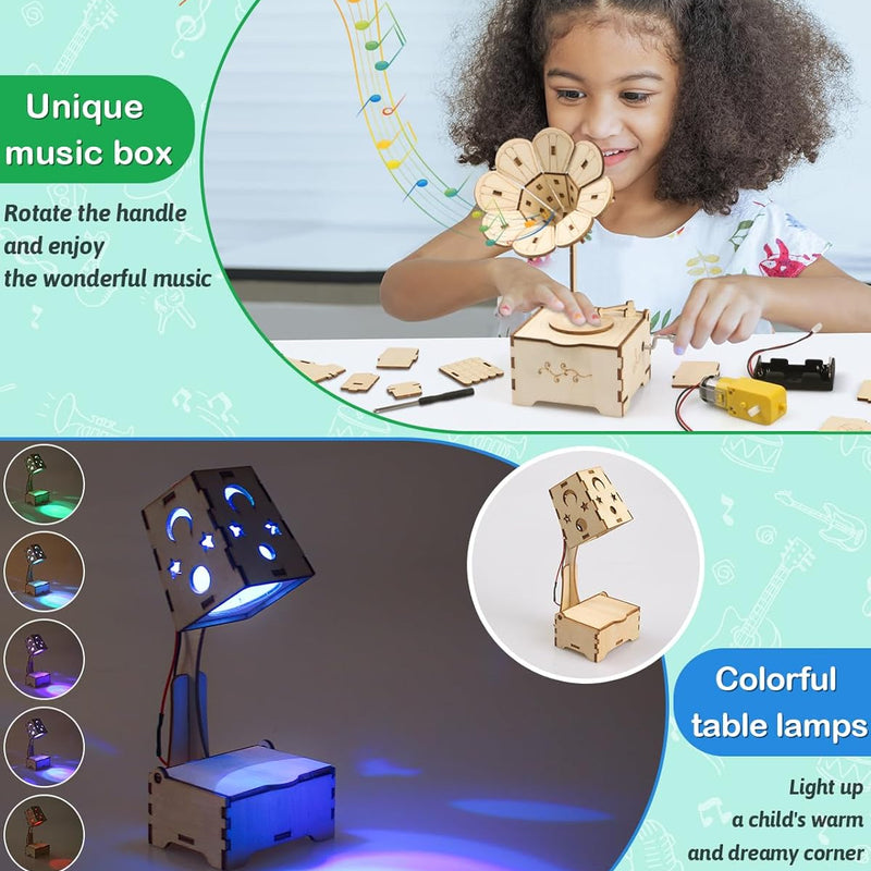 Poraxy STEM Kit for Kids Age 8-10, 6 in 1 Science Kit with Wooden 3D Puzzles and Toys