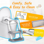 HBTower Potty Training Seat with Step Stool Ladder & Safety Handles,Grey | Foldable Toddler Toilet Seat with Splash Guard for Boys and Girls, Comfortable Kids Potty Cushion & Anti-Slip Pads