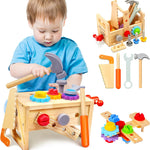 Mgtfbg Kids 29-Piece Wooden Tool Set with Montessori STEM Educational Pretend Play Construction Toys