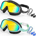 Aegend Swim Goggles Wide Frame Anti-Fog Swimming Goggles for Kids 3-14 | 2 Pack Anti-UV Comfort Fit Swimming Mask for Boys Girls Youth Ideal for Pool, Beach, Swim Lessons, Vacation