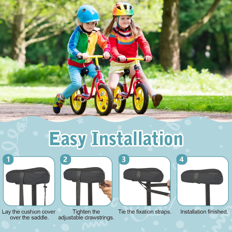 Zacro Gel Kids Bike Seat Cover, Anti-Slip Child Bicycle Saddle, 9x6 inches, Soft Memory Foam, Reflective Strip