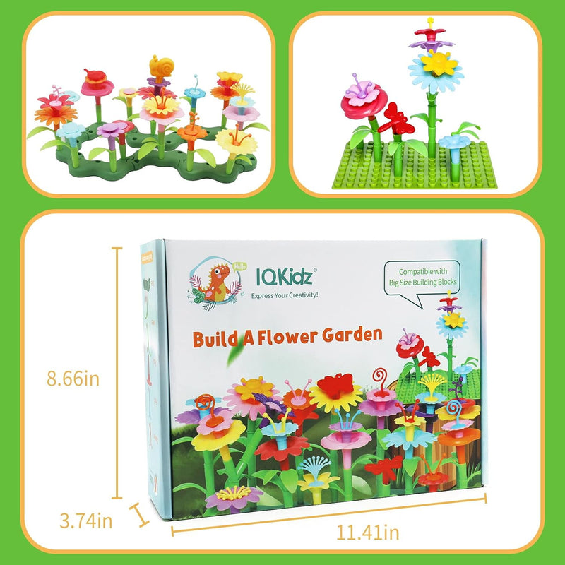 iqkidz 3-6 years old flower garden building toy with insect pegs educational activity gifts for girls preschool-kindergarten