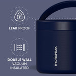 Hydrapeak 18oz Stainless Steel Vacuum Insulated Food Jar Kids for Hot and Cold Food, Wide Mouth Leak-Proof Soup Adults, 10 Hours 16 (Navy) (HP-Foodie18)