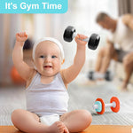 iPlay, iLearn 4PCS Baby Gym Rattle Toys, Newborn Shower Gifts 3-6-9 Months | Infant Sensory Teething Rattles, Babies Weight Set w/Dumbbell, Toddler Carseat Toy, First Birthday Gifts 4 5 7 8 10 12 Month