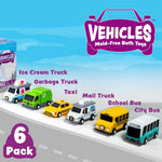 Tub Works® Vehicles™ Bath Cars | Mold-Free, Soft, Squeezable & Floating Bath Toys for Babies & Toddlers