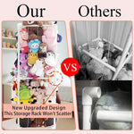 Large Stuffed Animal Storage Zoo Cage Holder, 19"x19"x56.3" Pre-Threaded Bungee Upgrade PVC Toy Organizers and Storage, Vertical Space Saving Plush Toys Zoo Holder, for Bedroom Playroom, White