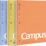 KOKUYO Spiral Notebook, 3 Pack Campus 10-1/2" x 8" Subject Notebooks with College Ruled, 80 Sheets, Pink Blue Green 3 Holes School Spiral Journal for Work Study Note Taking (WSG-SU-400G1×3)