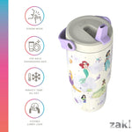 Zak Designs Disney Princess Siply 20oz Leak-Proof Straw Insulated Tumbler | BPA Free, Stainless Steel, Handle, Cupholder Friendly, Dishwasher Safe, Kids Water Bottle For School, Home, Travel, Ariel