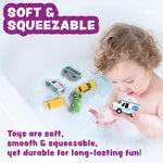Tub Works® Vehicles™ Bath Cars | Mold-Free, Soft, Squeezable & Floating Bath Toys for Babies & Toddlers