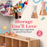Stuffed Animal Hammock 2 Pack | Corner Stuffed Animal Storage & Plushie Net | Toy Hammock for Stuffed Animals | Holds 12lbs | Easy Hang, All Hardware Included | White Bedroom Decor | by Lilly's Love