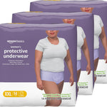 Amazon Basics Postpartum Incontinence Underwear for Women, Maximum Absorbency with Bladder Leak Protection, Fresh Protection, Disposable, Large, Lavender, 18 Count