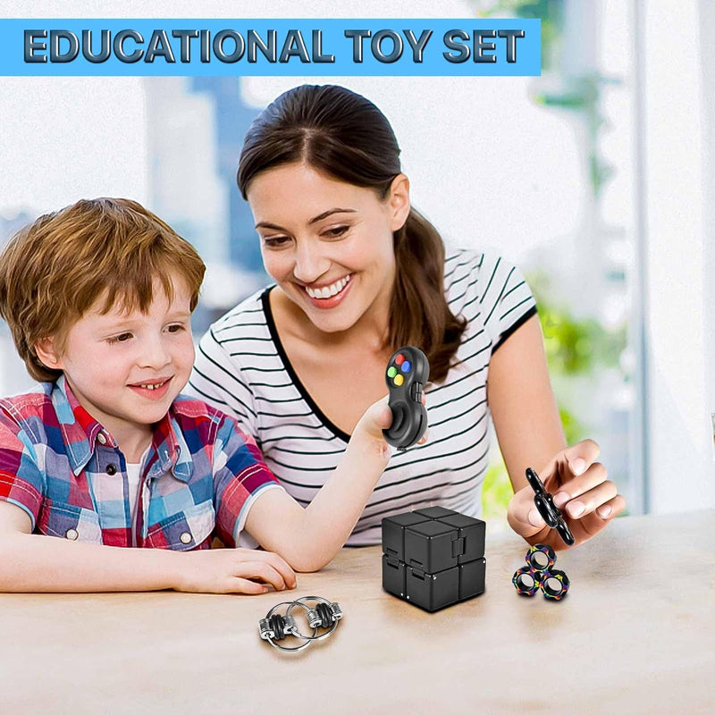 5PC Fidget Toys Adults Set Fidgets for Classroom Must Have Autism Sensory Pack Figette Cube ADHD Special Treasure Prize Tool Stress Relief Desk Cool Gadget for Kid Easter Basket Stuffers for Teen Boys