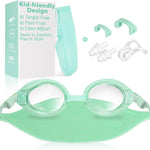 Pixel Panda Kids Swim Goggles with Fabric Strap for 3-12, No Hair Pulling | Kids swimming goggles with soft cloth strap for toddler/boys/girls/children, anti-fog anti-UV, no leak, no raccoon eyes