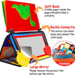 Tummy Time Baby Mirror & Soft Book: Newborn Brain Development, Teething Toy, High Contrast Patterns