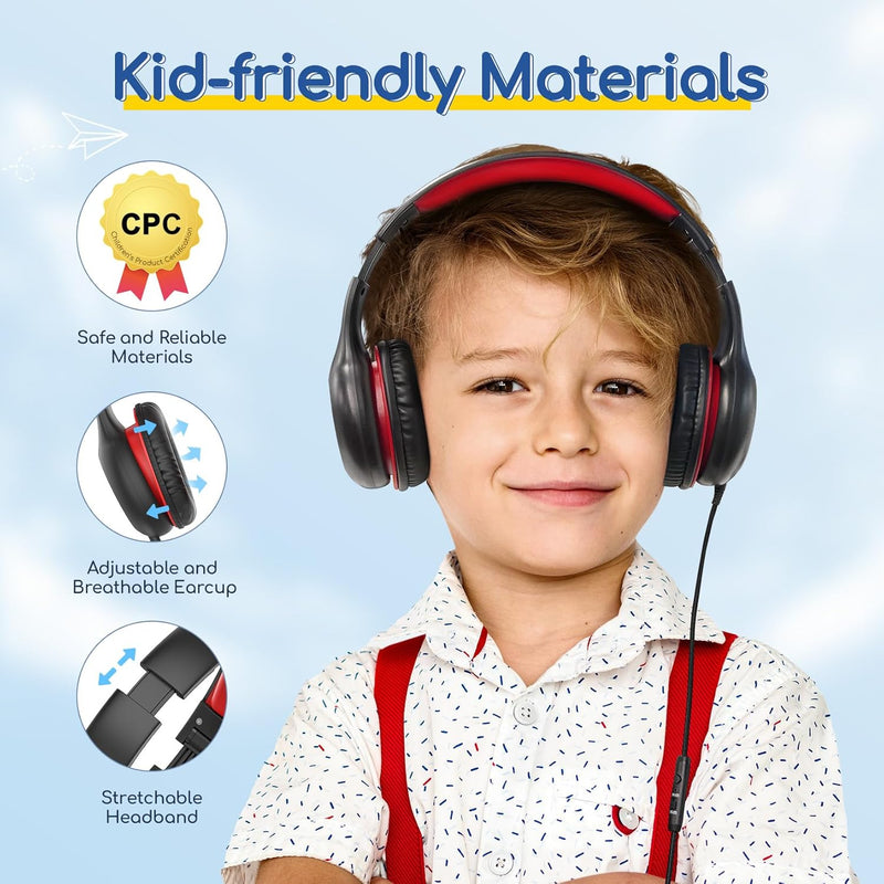EarFun Wired Kids Headphones with Microphone, 85/94dB Volume Limit, Portable Foldable Headset for School/Tablet/iPad