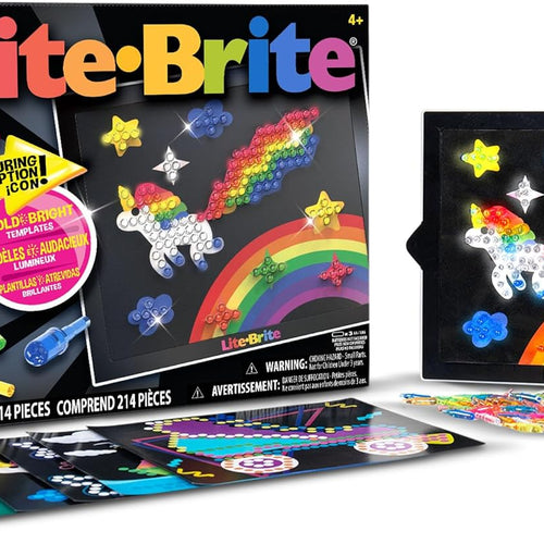 Lite Brite Classic Retro Art Toy Kit for Kids with 206 Pegs and 6 Design Templates