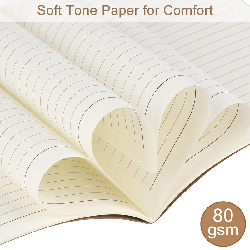 ZCZN 5 Pack A5 Kraft Notebooks Bulk, 8.15x5.5 Inches Lined Paper Journaling Notebooks, Notebooks for Work, Composition Notebooks for School, Journal Notebooks for Office, 60 Pages