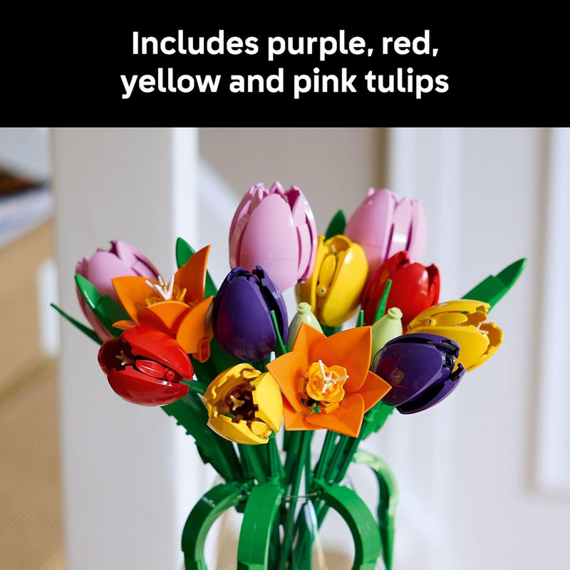 LEGO Botanicals Tulip Bouquet Building Set - Adults, Artificial Flowers, Home Decor, Craft Kit, Gift for Women & Men, Ages 18+