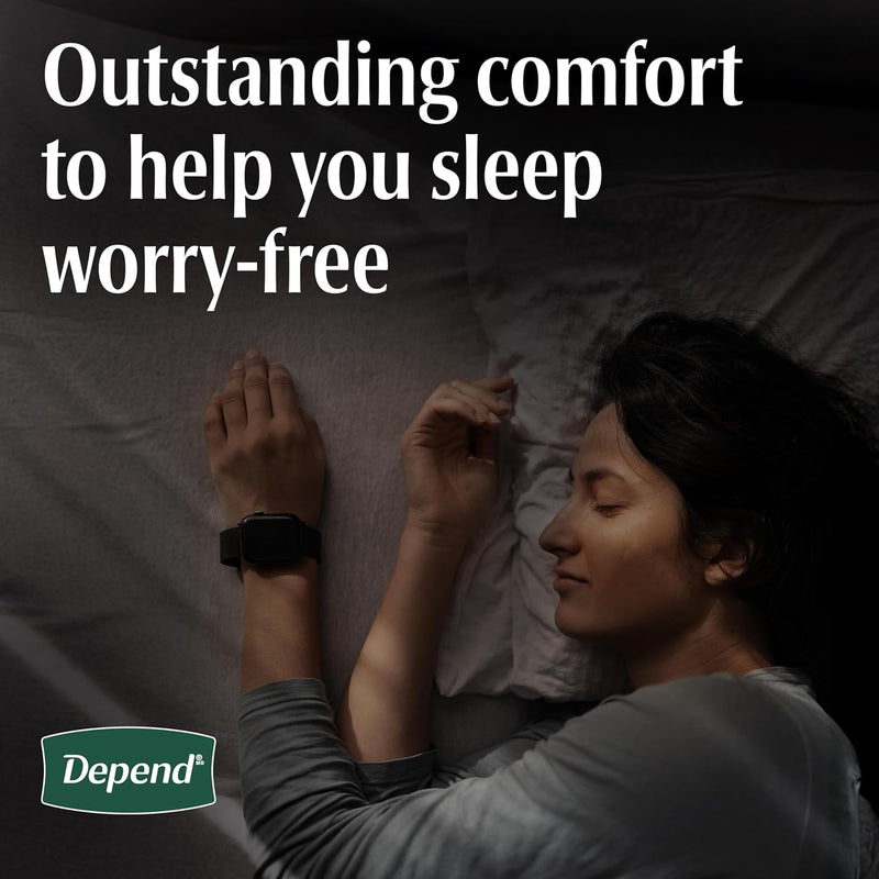 Depend Night Defense Adult Diapers, Incontinence & Postpartum Bladder Leak Underwear for Women, Disposable, Overnight, Large, Blush, 22 Count, Packaging May Vary