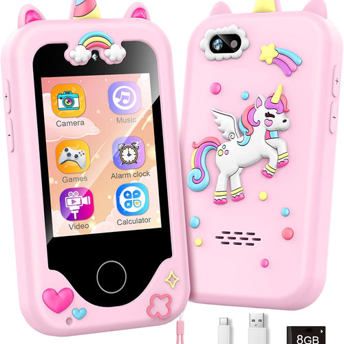 Multifunctional Kids Smart Phone with Dual Camera, Games & Music Player, Toddler Learning Toy, Ages 3-10